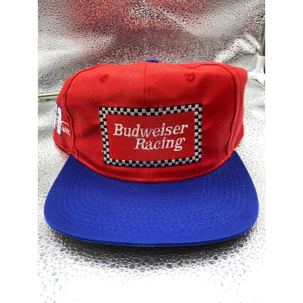 Budweiser Racing Bill Elliott Snapback Hat Mens OSFA Red Blue NASCAR Trucker Cap
